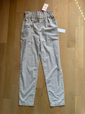 Red Dress Boutique Beige and White Striped Paperbag Waist Trousers